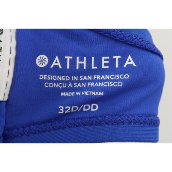 Athleta Square Neck Bra Cup TANKINI TOP Size 32D/DD Bright Blue Ruched Sides - Picture 12 of 13